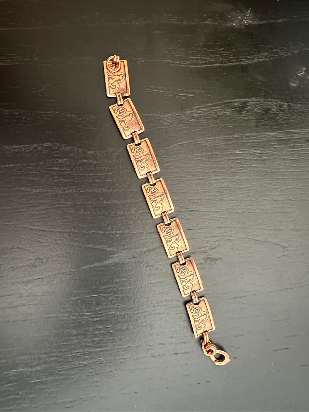 Authentic Copper Link Bracelet with Engraved Panels
